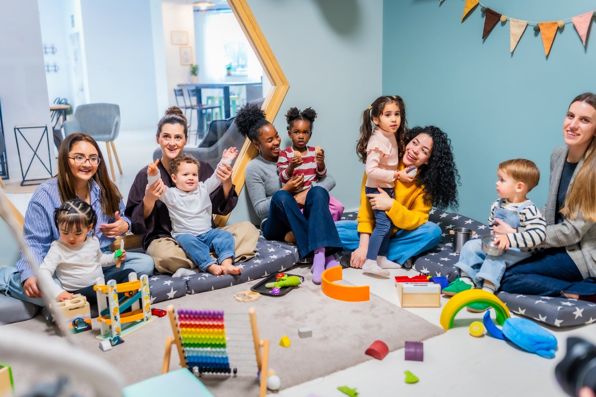 Happy families with children